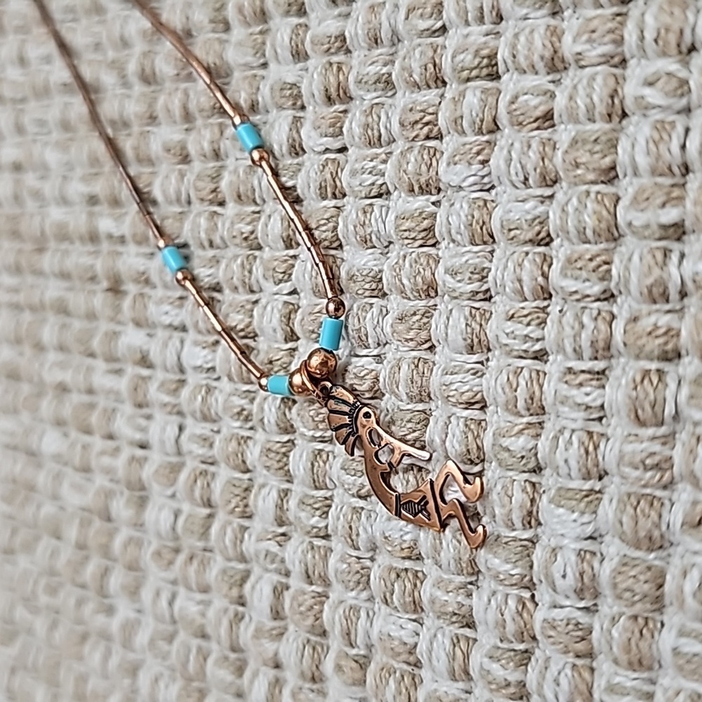 Native American Copper necklace with beads & pendant 16 inch NWT - Picture 8 of 8